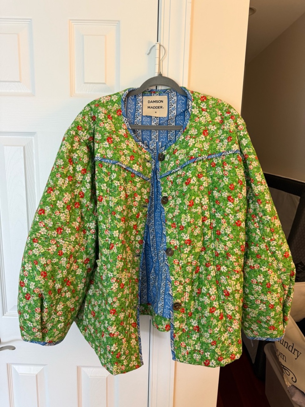 Damson Madder Green Floral Quilted Jacket